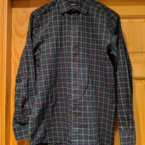 Bar III - Green Plaid Shirt (15-15.5 / 32-33) - Picture 2 of 3